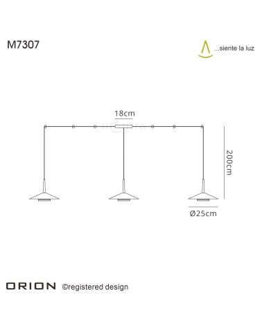 Mantra Orion 4 Light Linear Pendant , 32W LED, 3000K, 1770lm